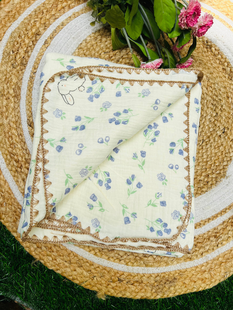 Lavender Bloom - Muslin Baby Blanket
