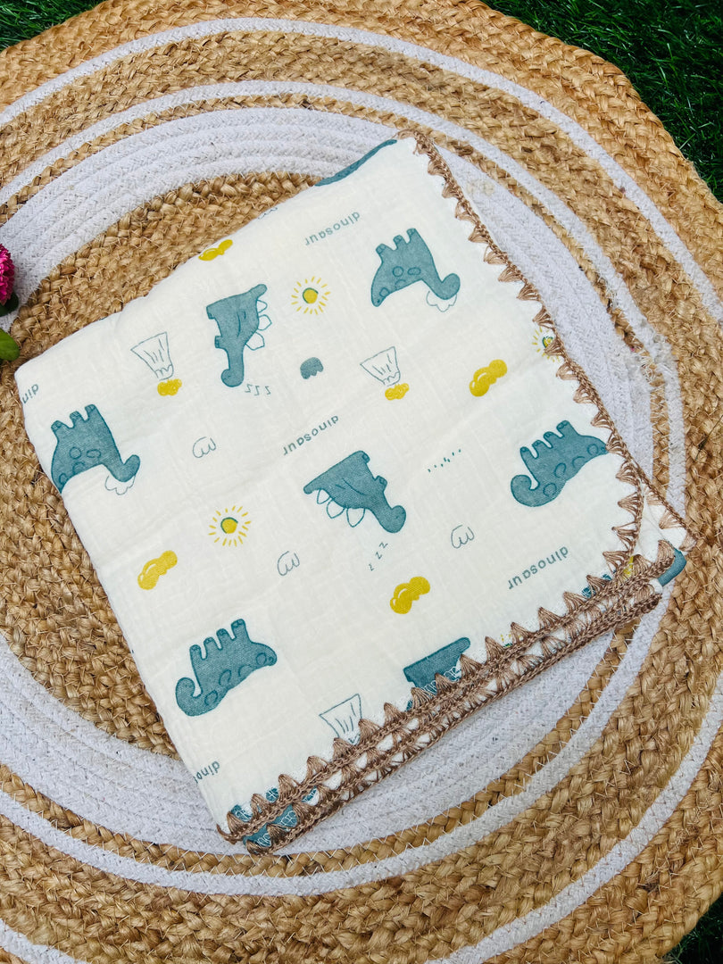 Dino Ride - Muslin Baby Blanket