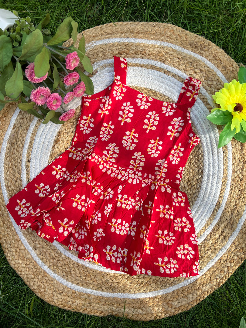 Red Love - Cotton Frock  1 - 2 yrs