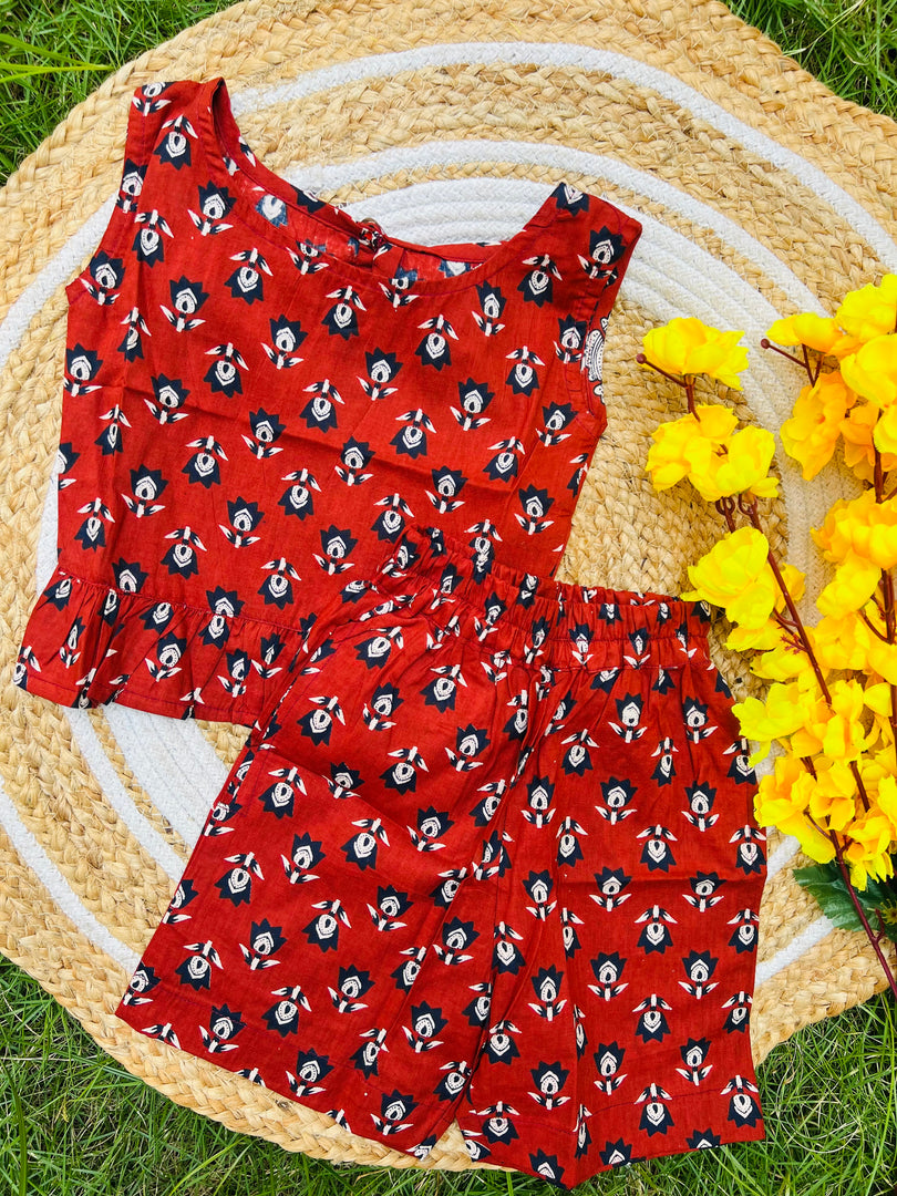 Red Blush - Frill top & Shorts Set 2 - 3yrs