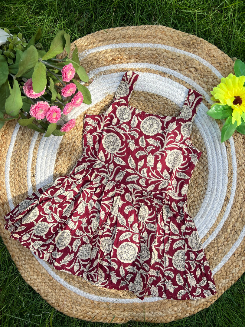 Maroon Bloom - Cotton Frock 1 - 2 yrs