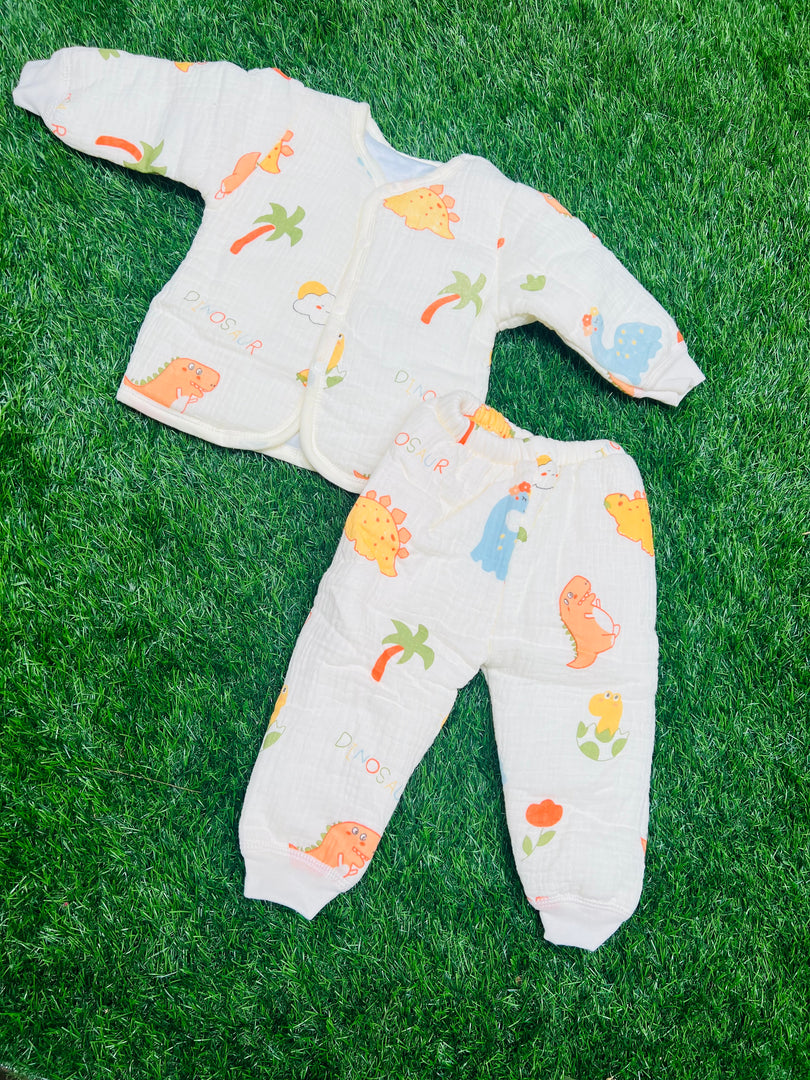 Baby Muslin Padded Winter Suit - Beige