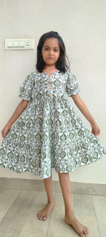 Load image into Gallery viewer, Kids Cotton Dress: Floral Art

