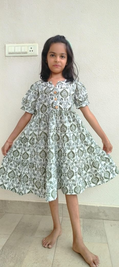 Kids Cotton Dress: Floral Art
