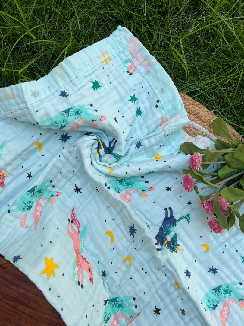 Unicorn World - Muslin Baby Blanket
