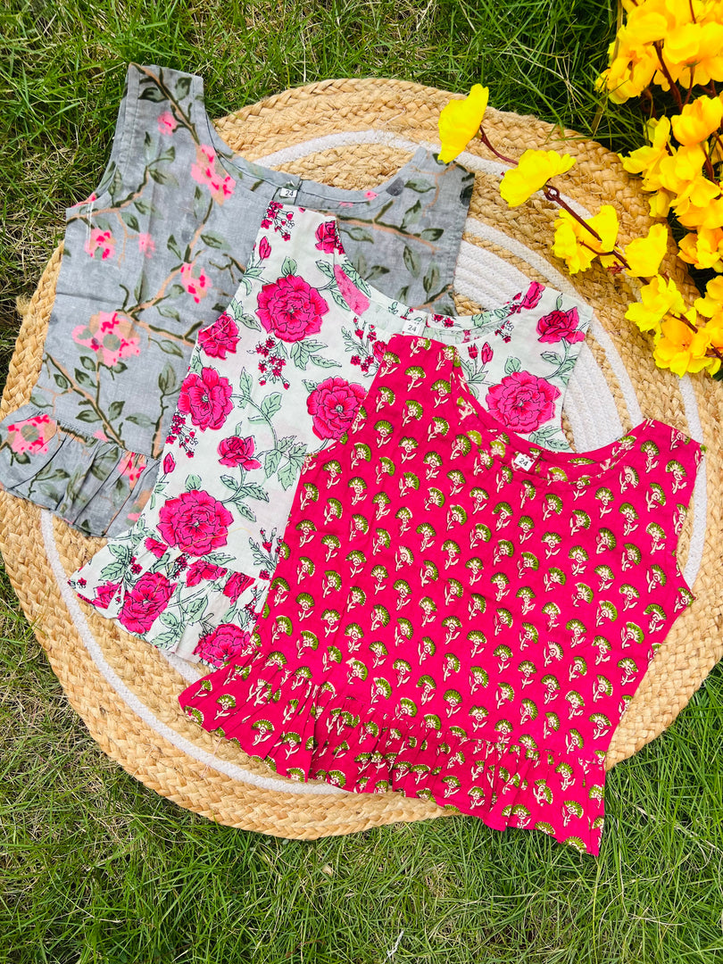 Frill tops 4 - 5yrs (pack of 3)