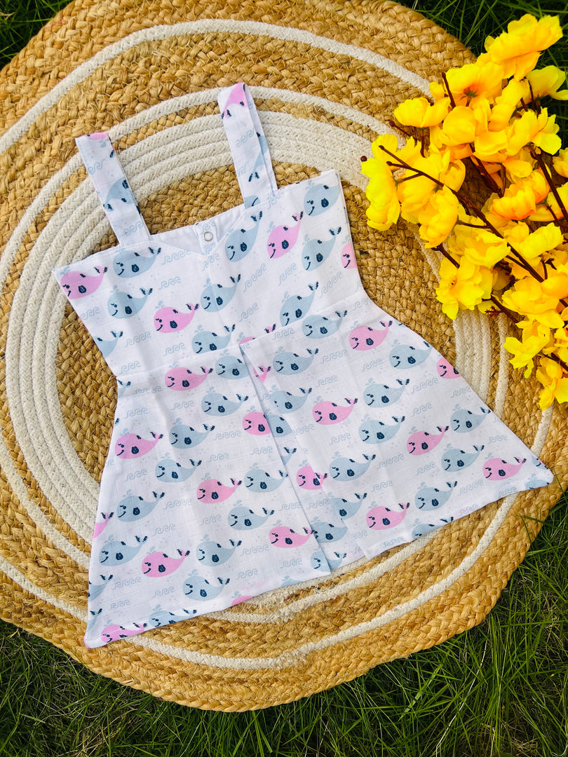 Dolphins - Muslin Frock 3 to 6M