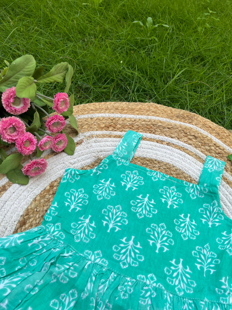 Cyan Delight - Cotton Frock 3 - 4 yrs