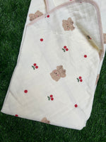 Load image into Gallery viewer, Teddy Ride - Muslin Hooded Baby Blanket
