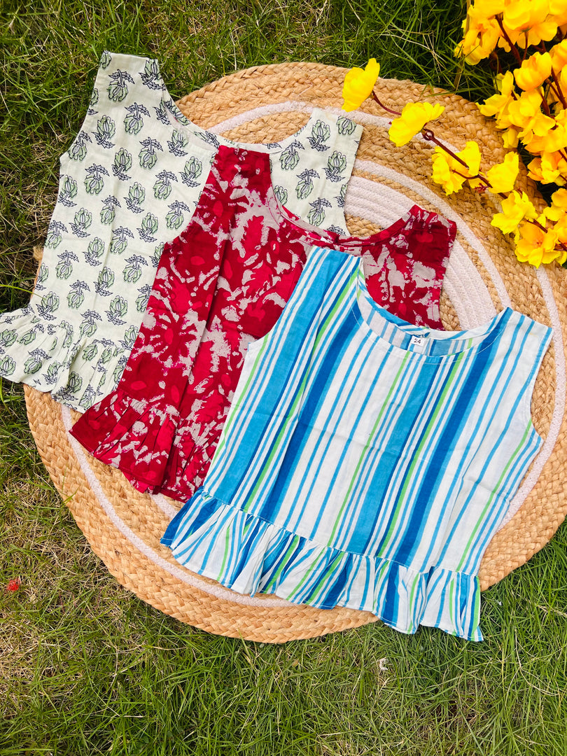 Frill tops 4 - 5yrs (pack of 3)