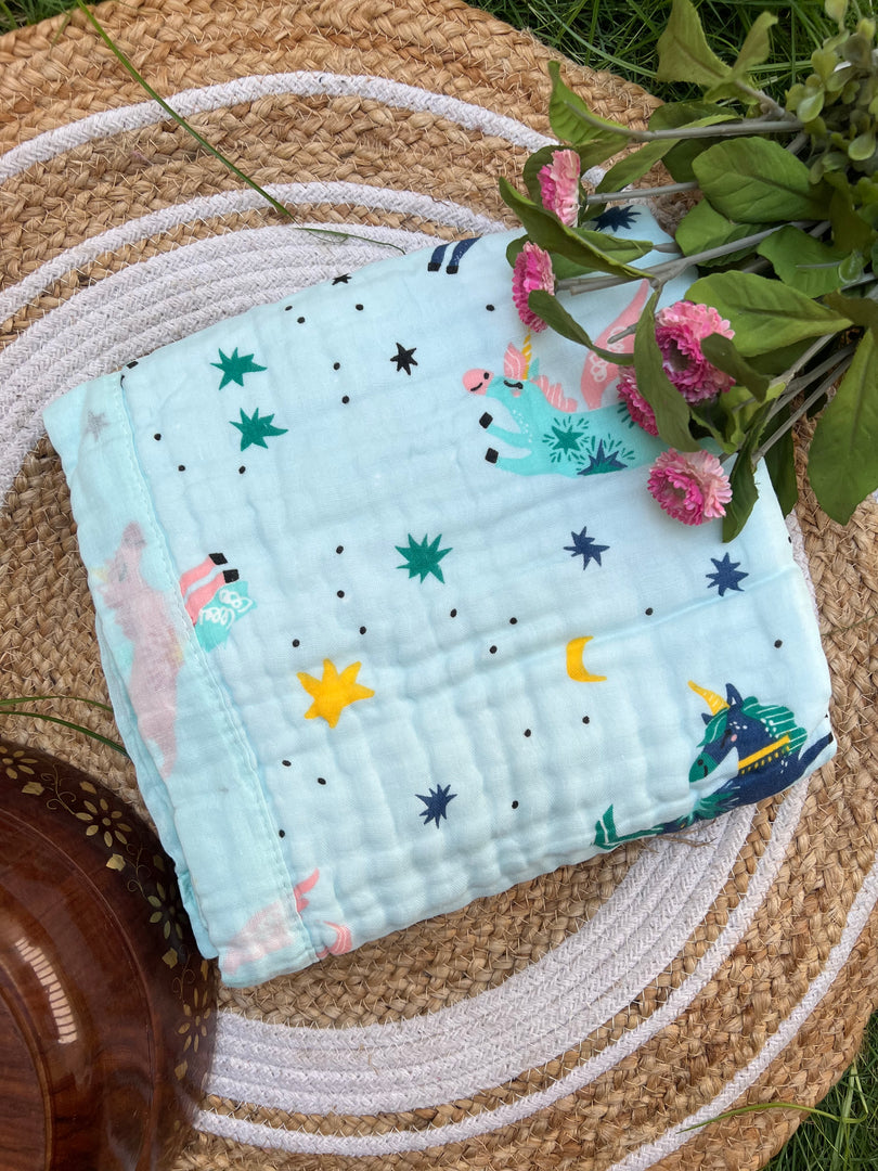 Unicorn World - Muslin Baby Blanket