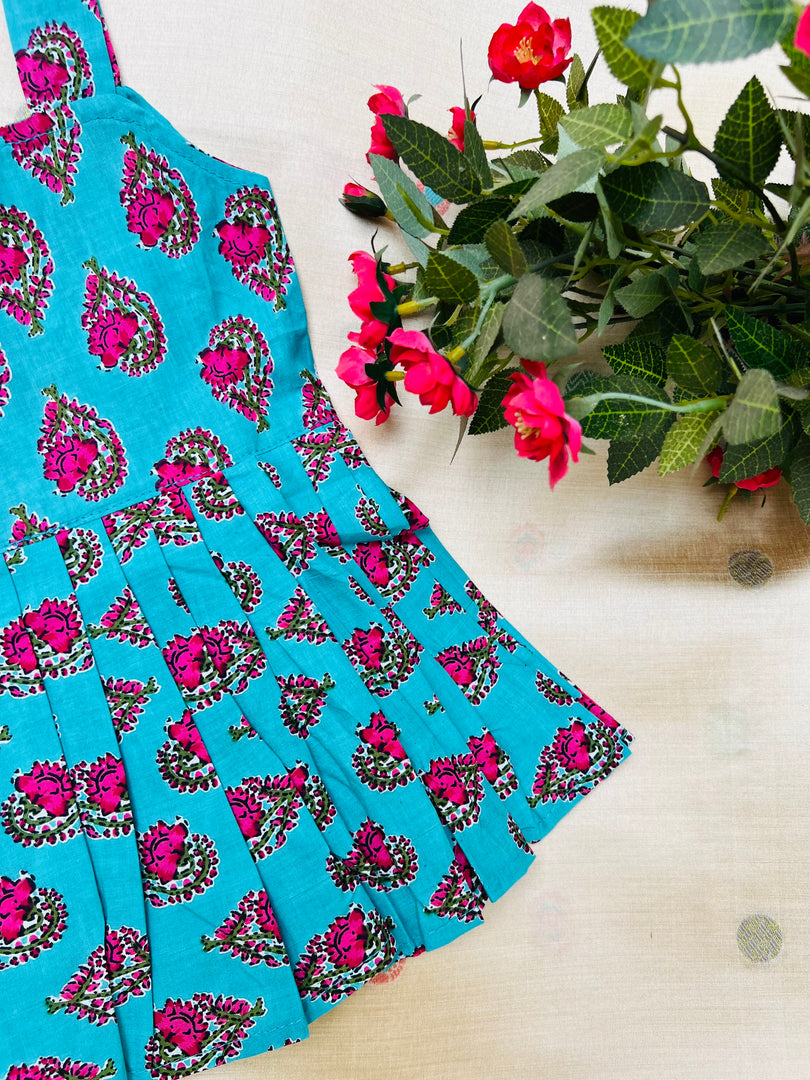 Blue Pink - Cotton Frock 1 - 2 yrs