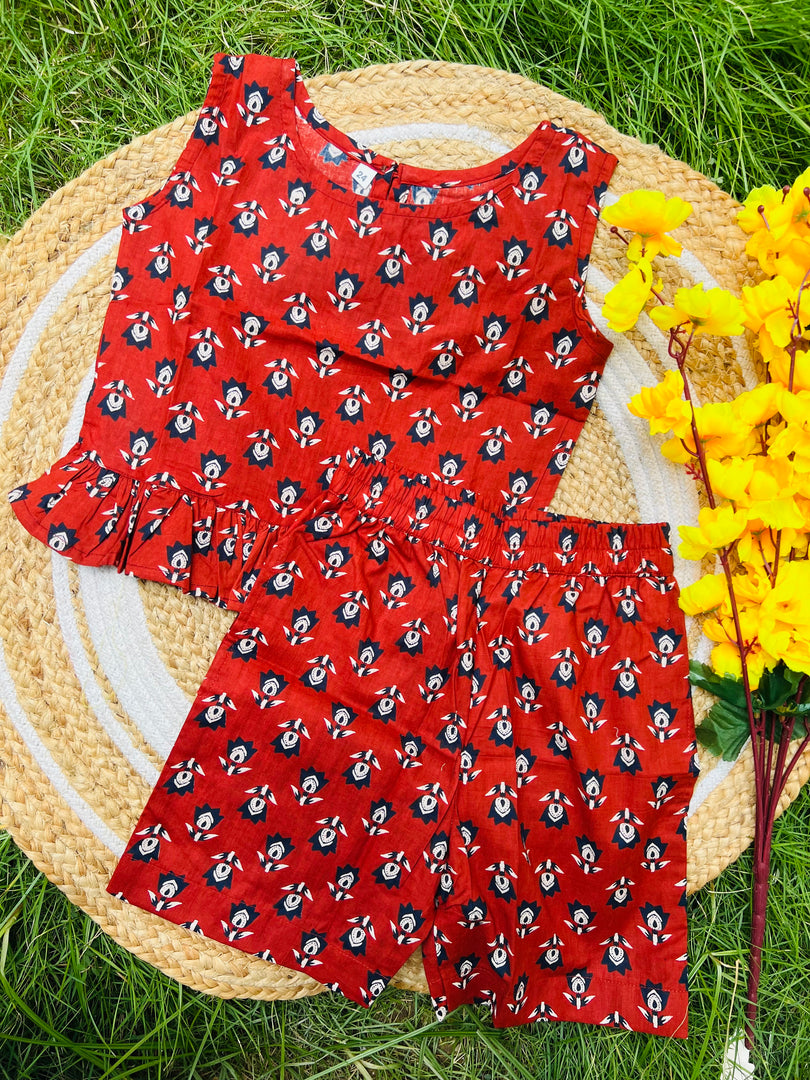Bright Bloom - Frill top & Shorts Set 4 - 5yrs
