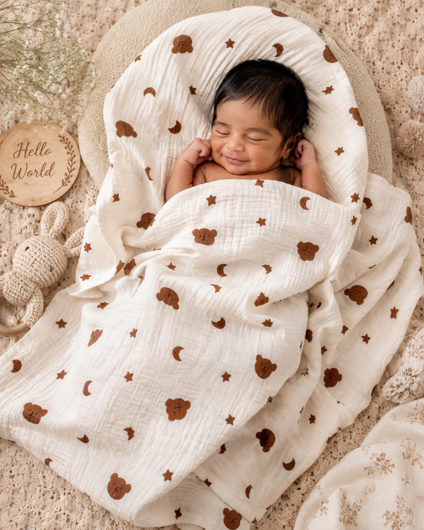 Crinkled Muslin Baby Swaddle