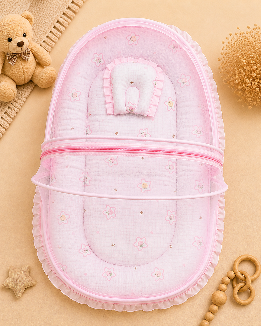 Muslin Net Bed - Pink Star