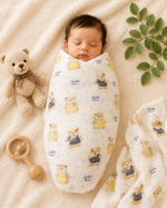 Load image into Gallery viewer, Muslin Baby Swaddle - Cute Bear