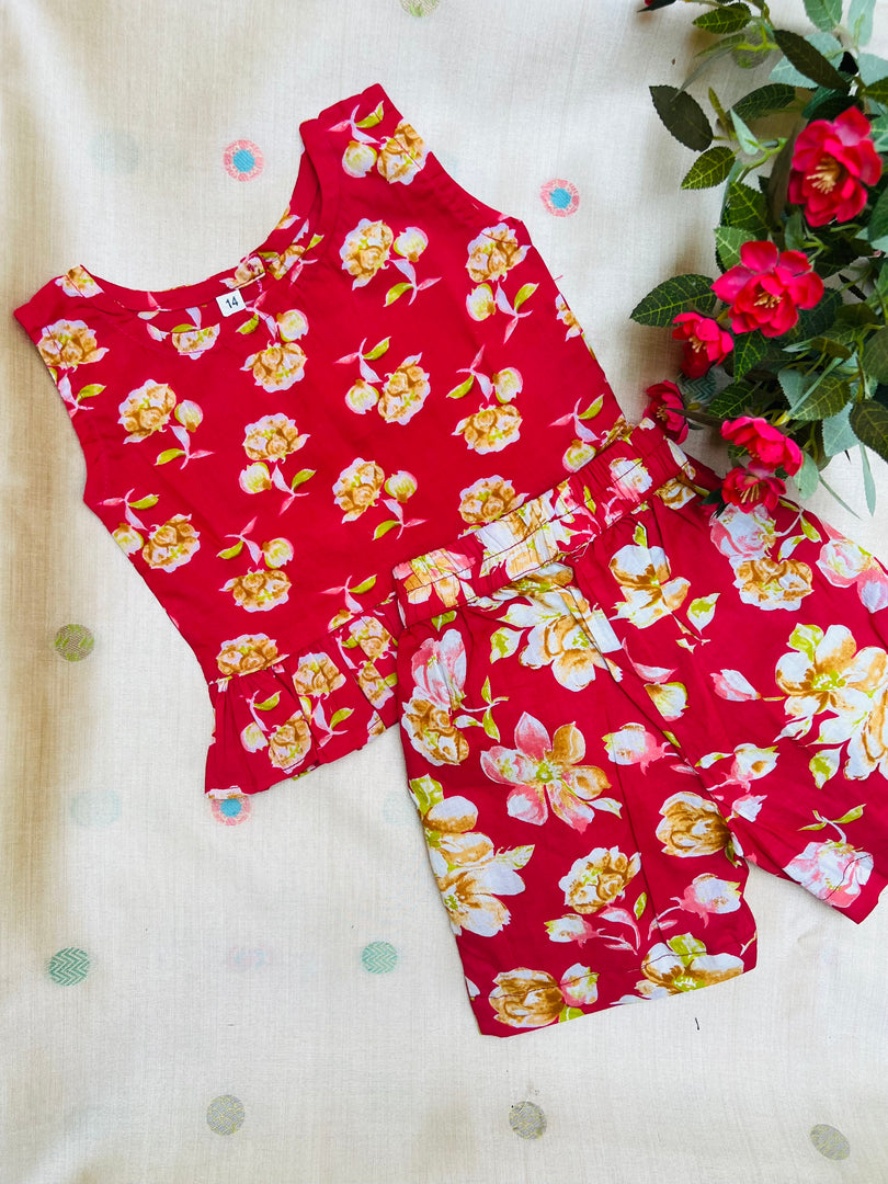 Red Love - Frill top & Shorts Set 6m - 1 yr
