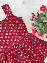 Maroon Mink - Cotton Frock  1 - 2 yrs