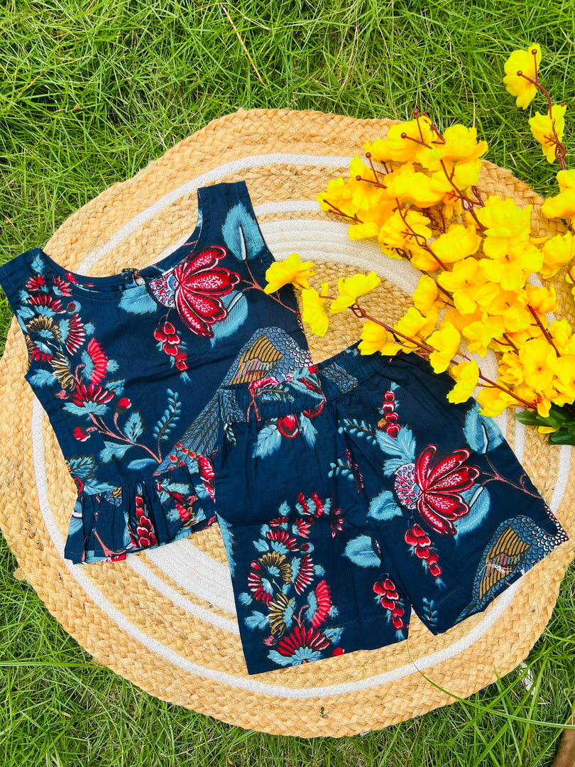 Blue Blossom - Frill top & Shorts Set 1 - 2yrs