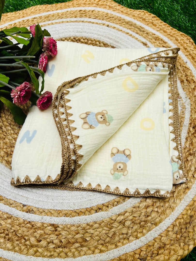Happy World - Muslin Baby Blanket