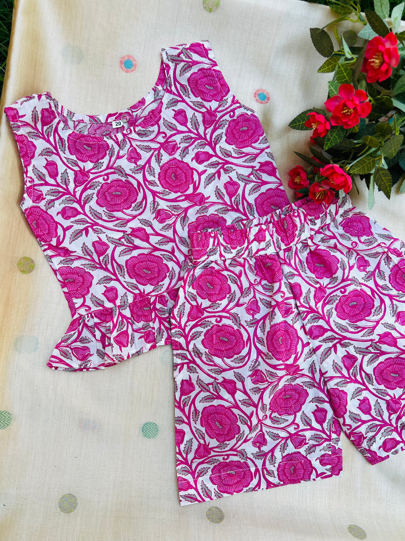 Peony Blush - Frill top & Shorts Set 2 - 3yrs