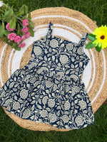 Load image into Gallery viewer, Navy Bloom - Cotton Frock 3 - 4 yrs
