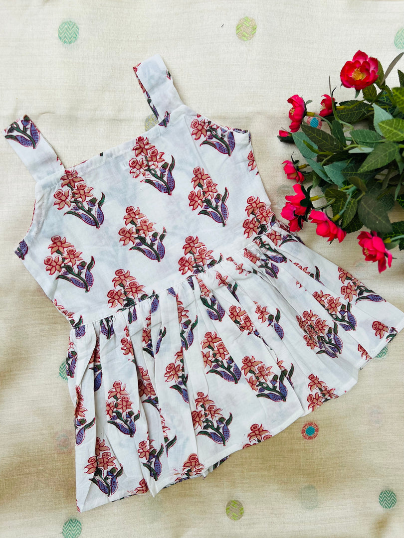 White Buds - Cotton Frock 6m to 1 Yr