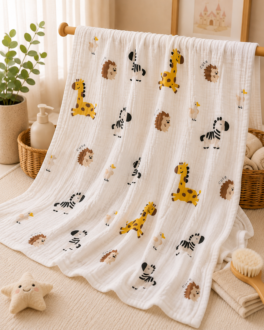 Safari Sprinkles - Muslin Baby Towel