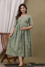 Load image into Gallery viewer, Verdant Bloom : Maternity Feeding Dress
