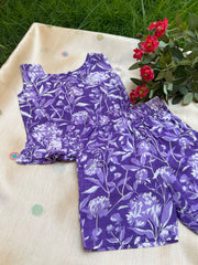 Purple Bloom - Frill top & Shorts Set 1 - 2yrs