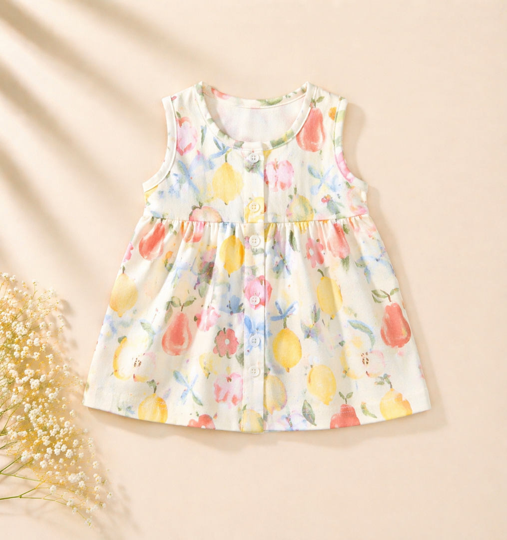 Baby Cotton Dress - Fruit Garden