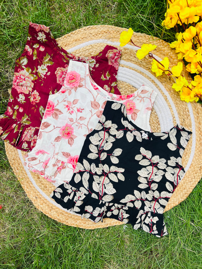 Frill tops 4 - 5yrs (pack of 3)