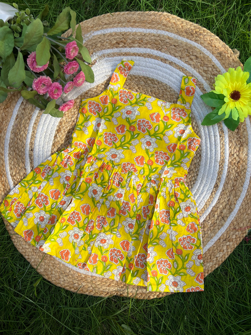 Lemon Petals - Cotton Frock 2 - 3 Yrs