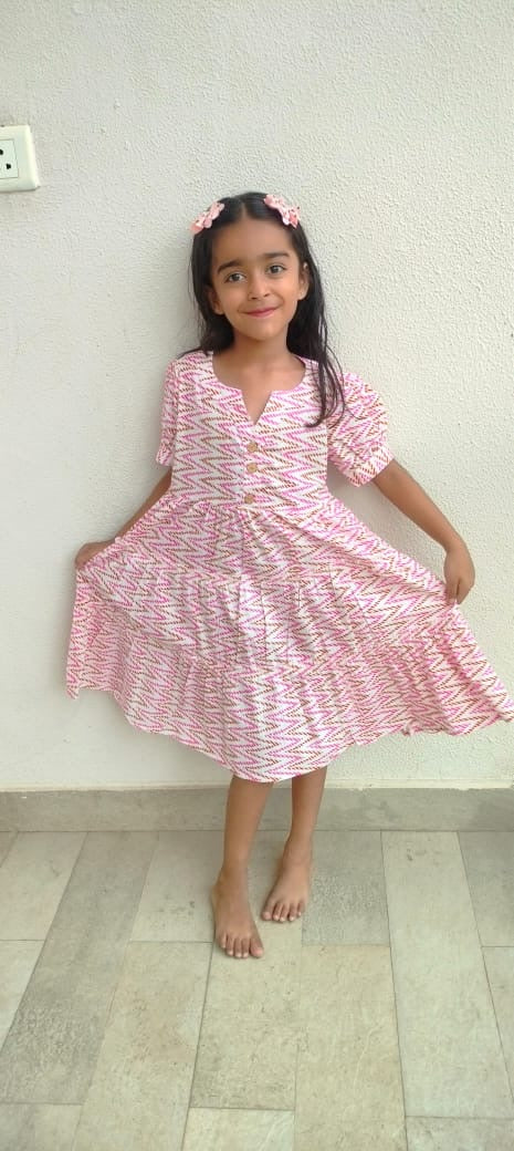 Kids Cotton Dress: Love Waves