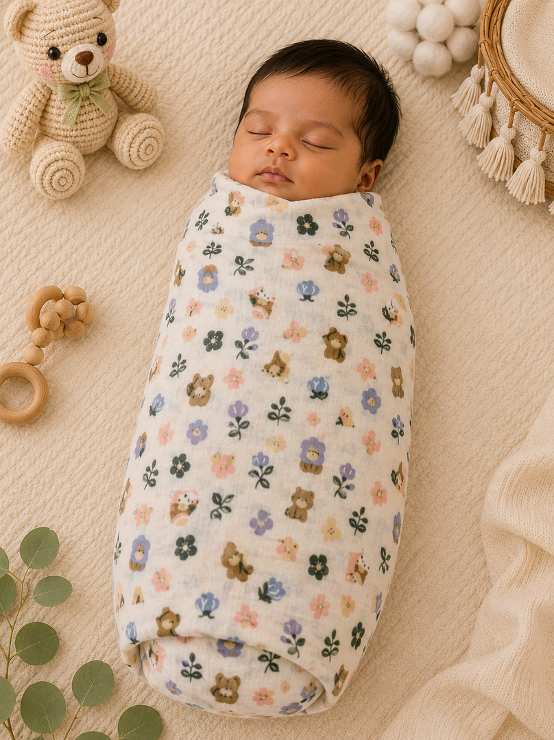 Crinkled Muslin Baby Swaddle