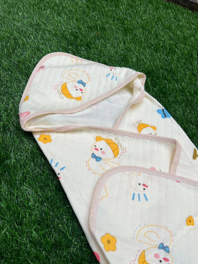 Hello World - Muslin Hooded Baby Blanket
