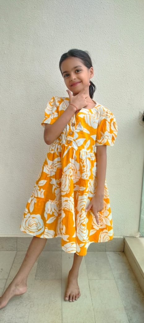 Kids Cotton Dress: Yellow Mellow