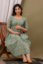 Load image into Gallery viewer, Verdant Bloom : Maternity Feeding Dress
