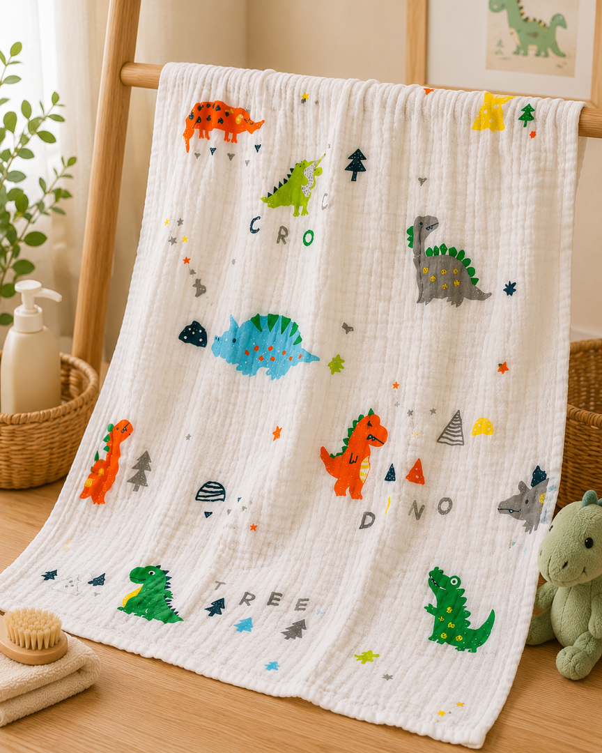 Dino - Muslin Baby Towel