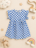 Load image into Gallery viewer, Blue Checks - Frill Cotton Frocks