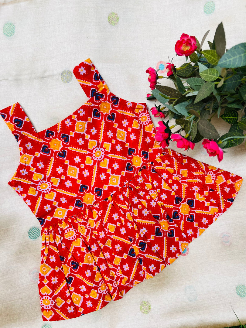Red Rangoli - Cotton Frock 0 to 6m