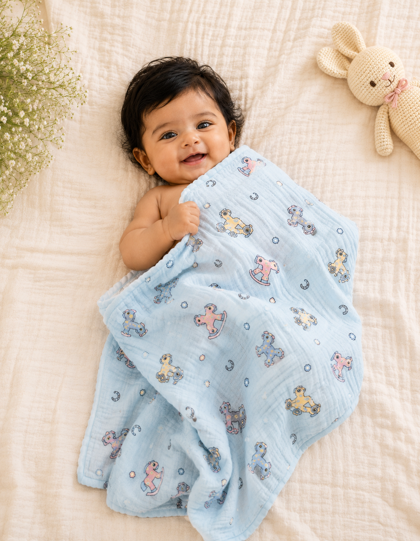 Blue Ride - Muslin Baby Towel