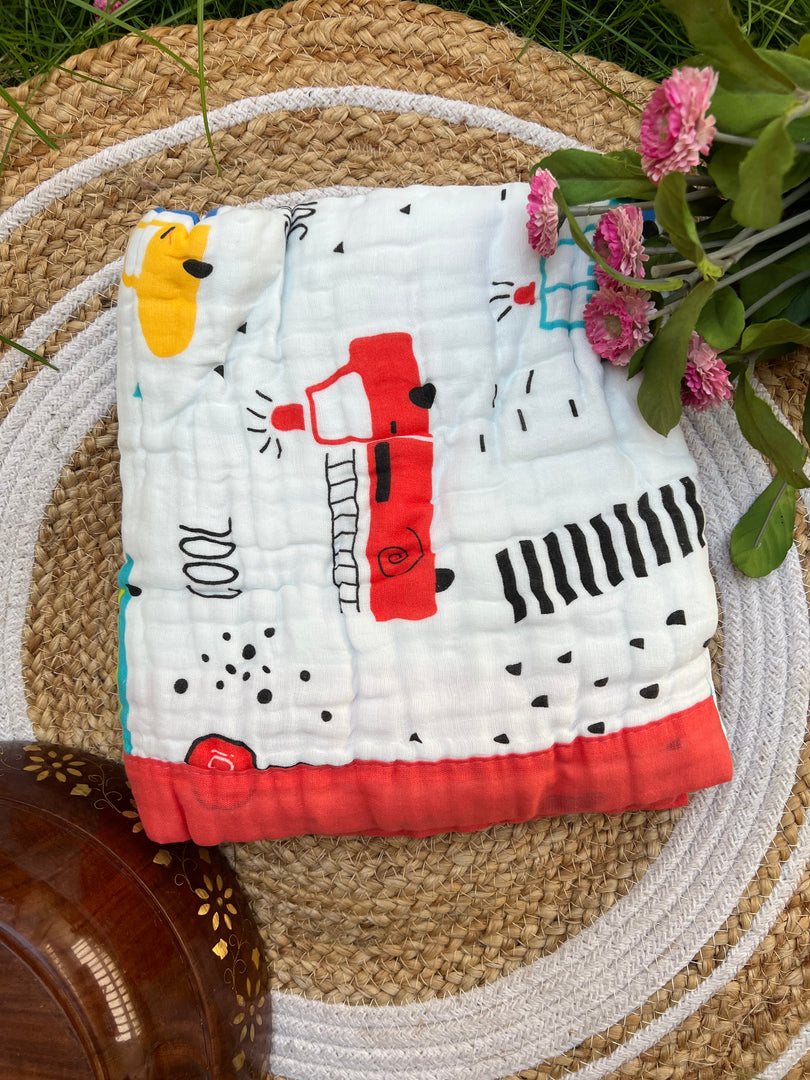 Tiny Truck - Muslin Baby Blanket