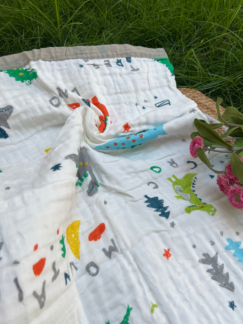 Dino - Muslin Baby Blanket