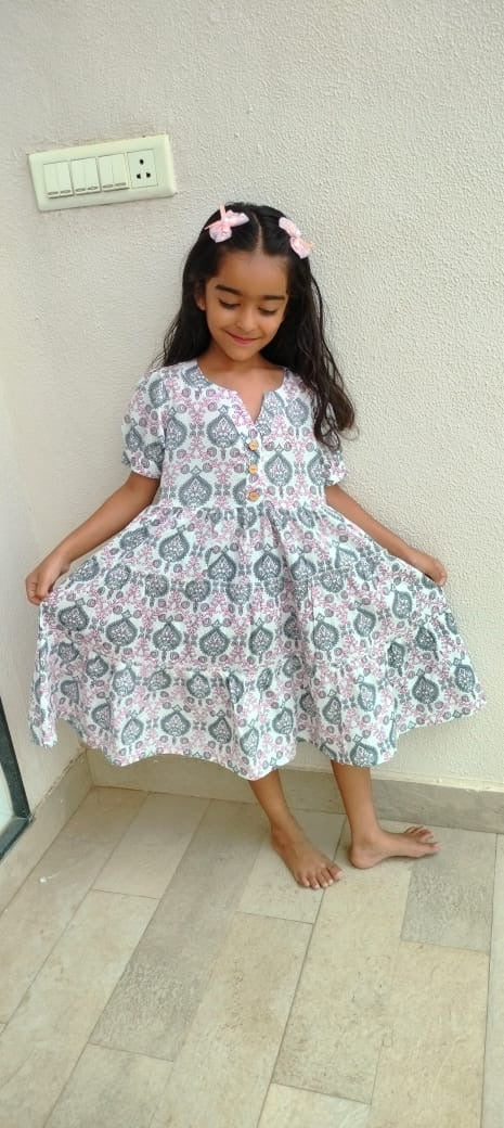 Kids Cotton Dress: Lavender Flush
