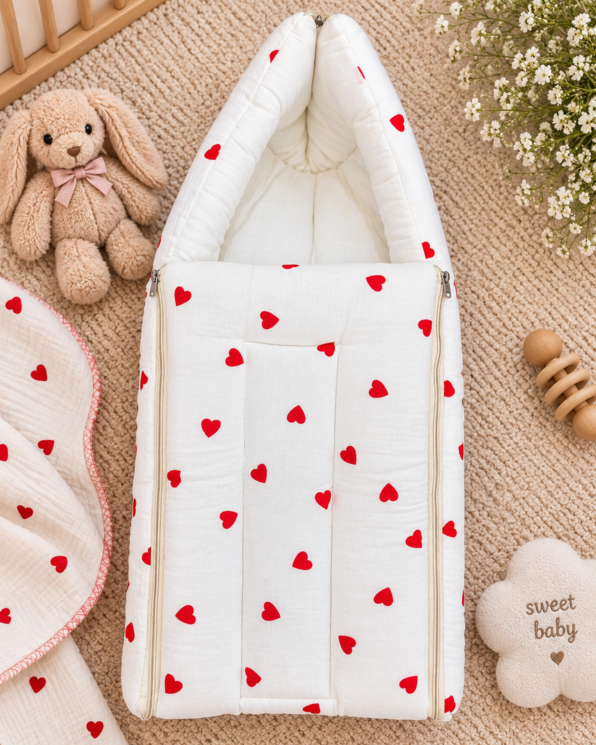 Muslin Carry Bed/Nest - My Heart