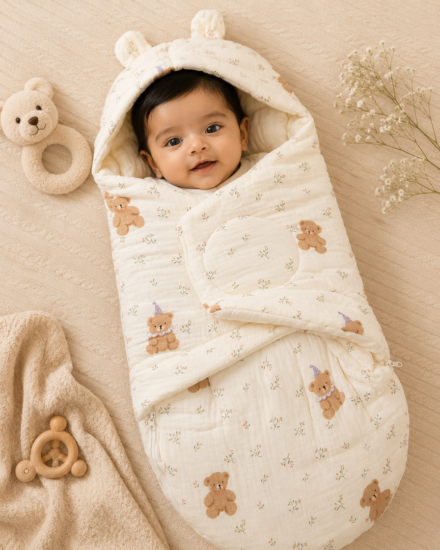 Muslin Sleeping Bag - Happy Bear