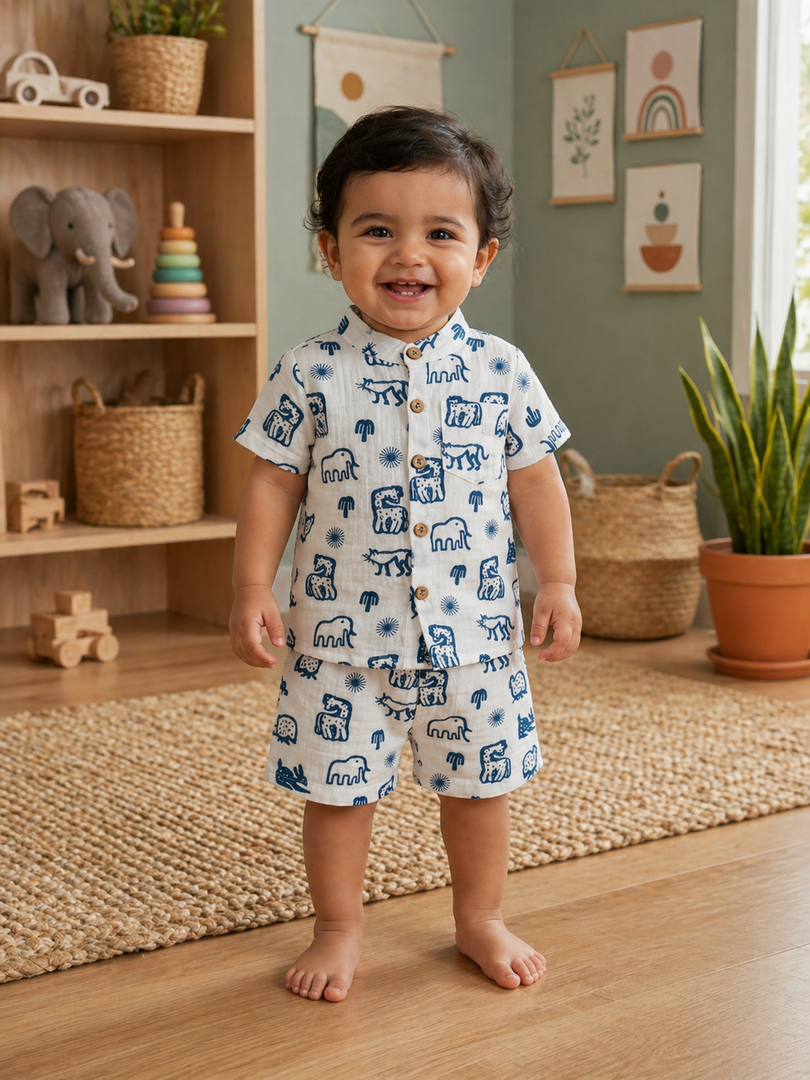 Baby Shirt and Shorts Set - Elephant Ride