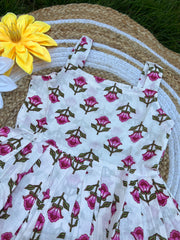 Floral Art - Cotton Frock 3 - 4 yrs