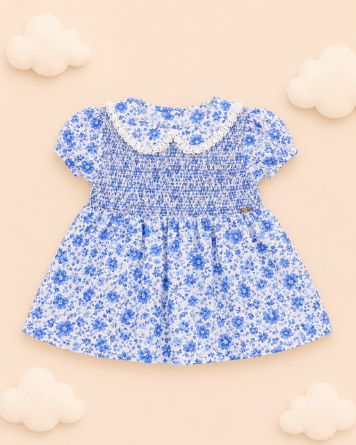 Baby Cotton Dress - Bunny Blue